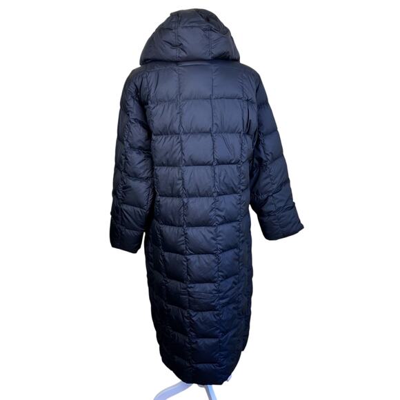 Land's End Sz M Quilted Down Full-length Jacket Black Puffer Winter Coat Hooded - Picture 7 of 16